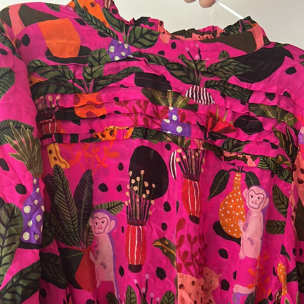 Farm Rio Long Sleeve Pink Patterned Dress Size Large - Picture 8 of 13